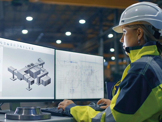 Planner/engineer designing filtration system incl. ductwork.