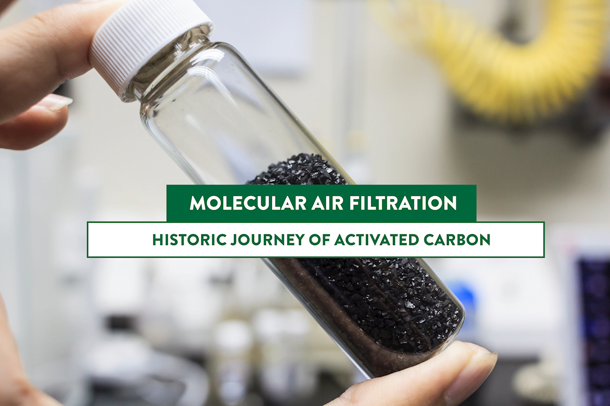 Activated carbon (also known as activated charcoal) is an exceptionally  versatile material that can control the vast majority of molecules that  pollute the air – that's more than 150 million catalogued chemicals.