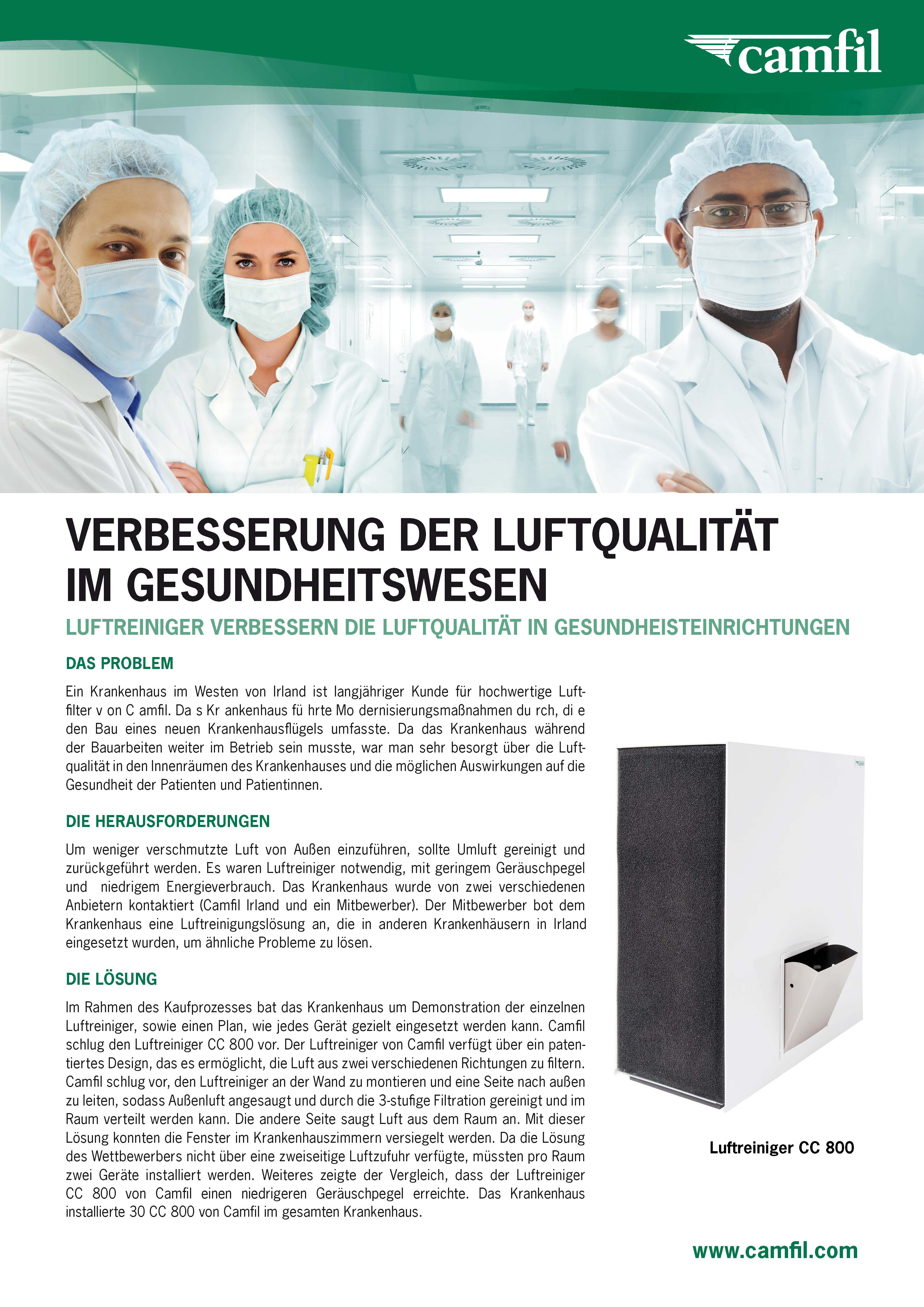 Fallstudie Verbesserung der Luftqualität im Gesundheitswesen