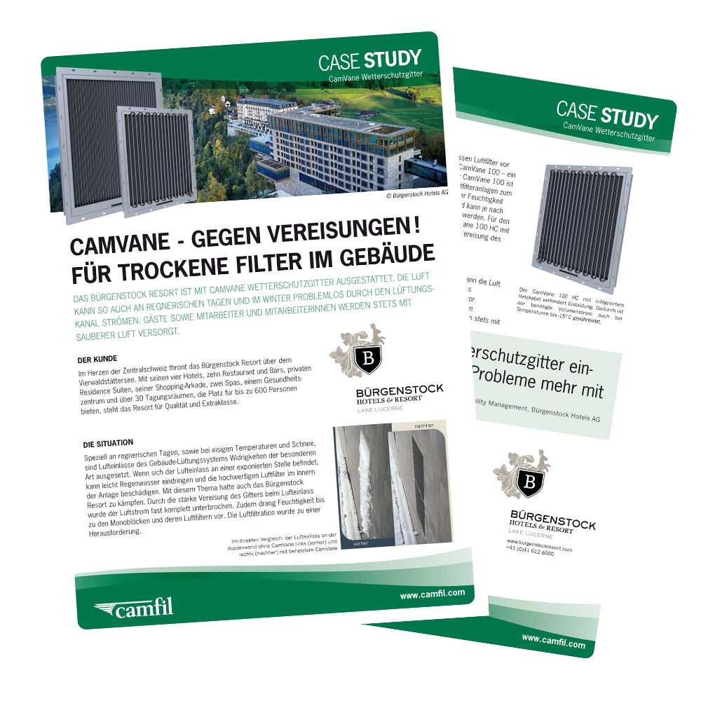 Fallstudie CamVane 100 Wetterschutzgitter schützen vor Vereisungen und halten Lüftungsanlagen und deren Luftfilter trocken