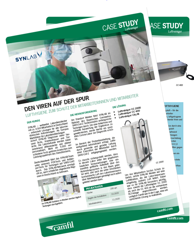 Fallstudie für Luftreiniger von Camfil im Einsatz bei Synlab