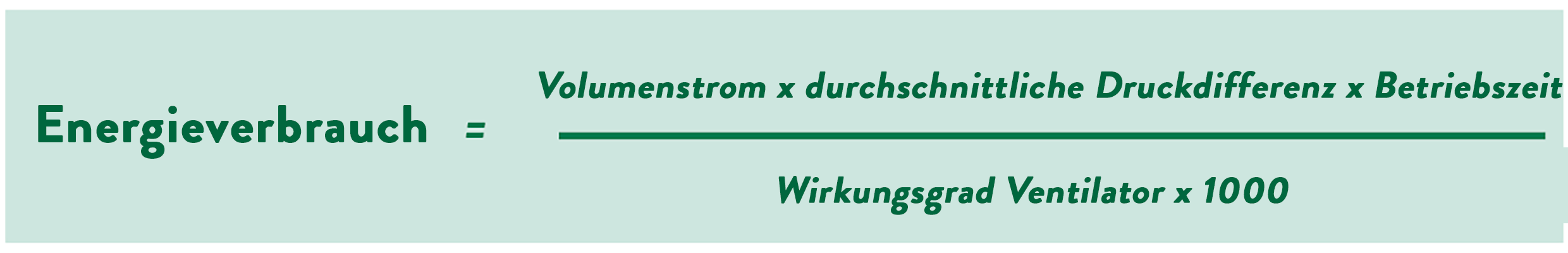 Berechnung des Energieverbrauchs für Luftfilter