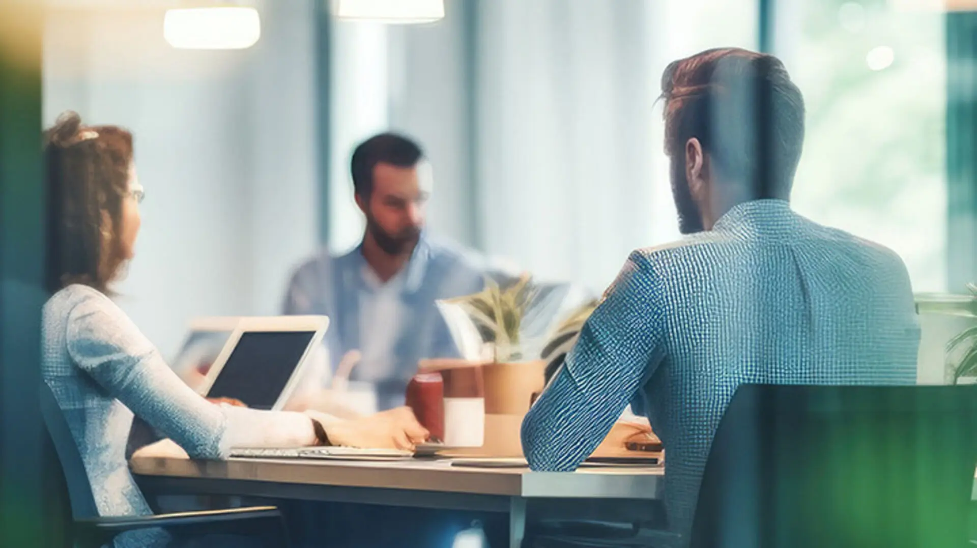 Abstrakt bild med träd och byggnadsstrukturer