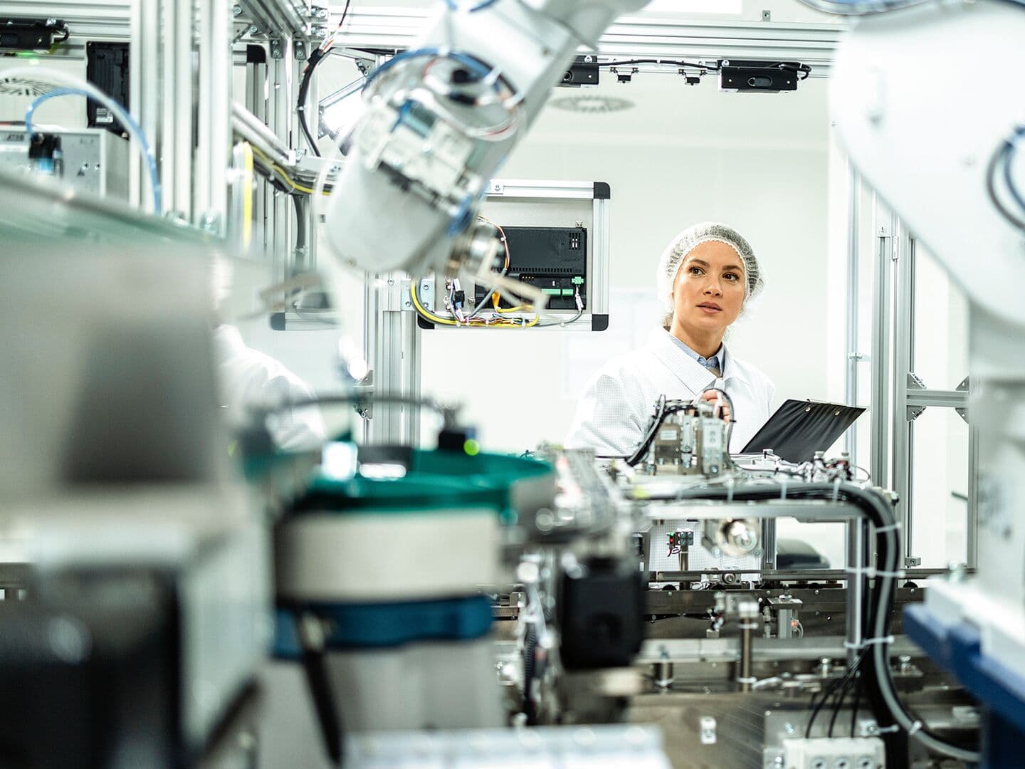 Woman in clean room