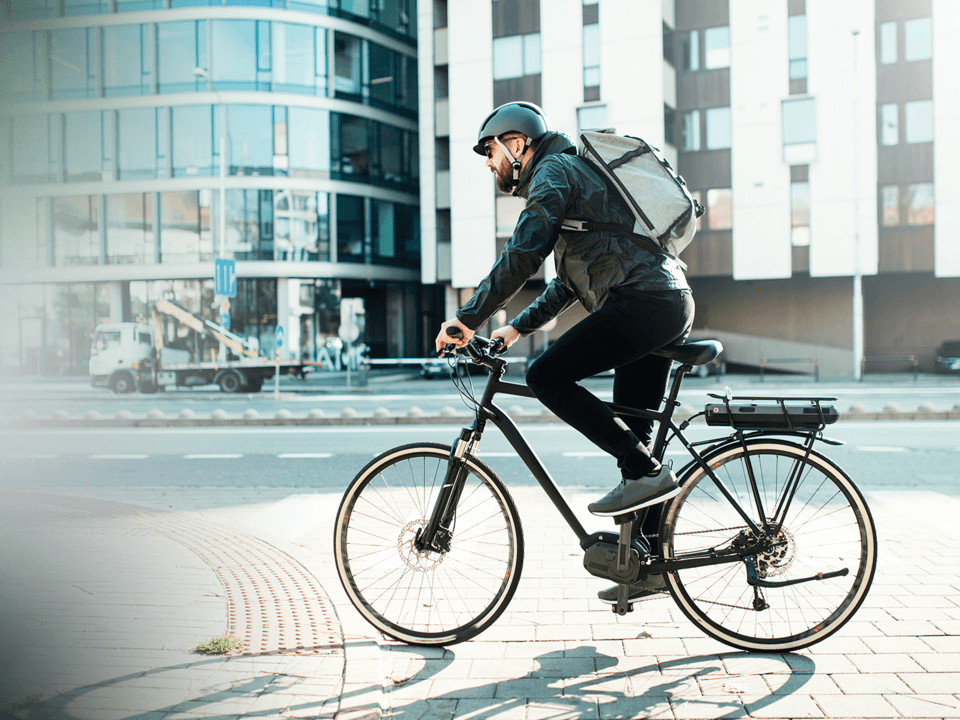 Man in biking outdoors