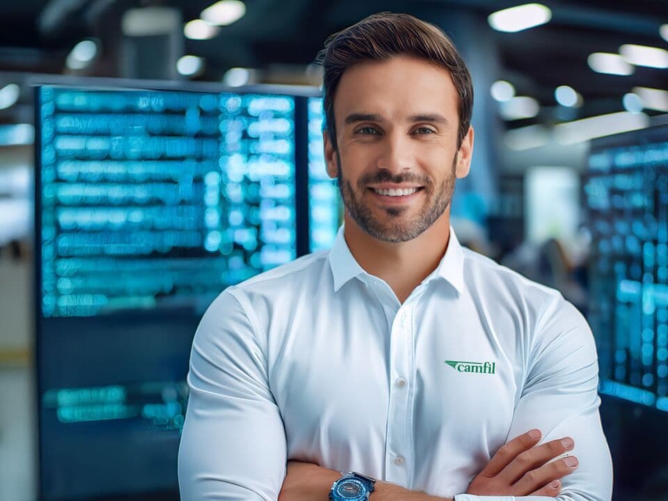 Man at the data cetre expo