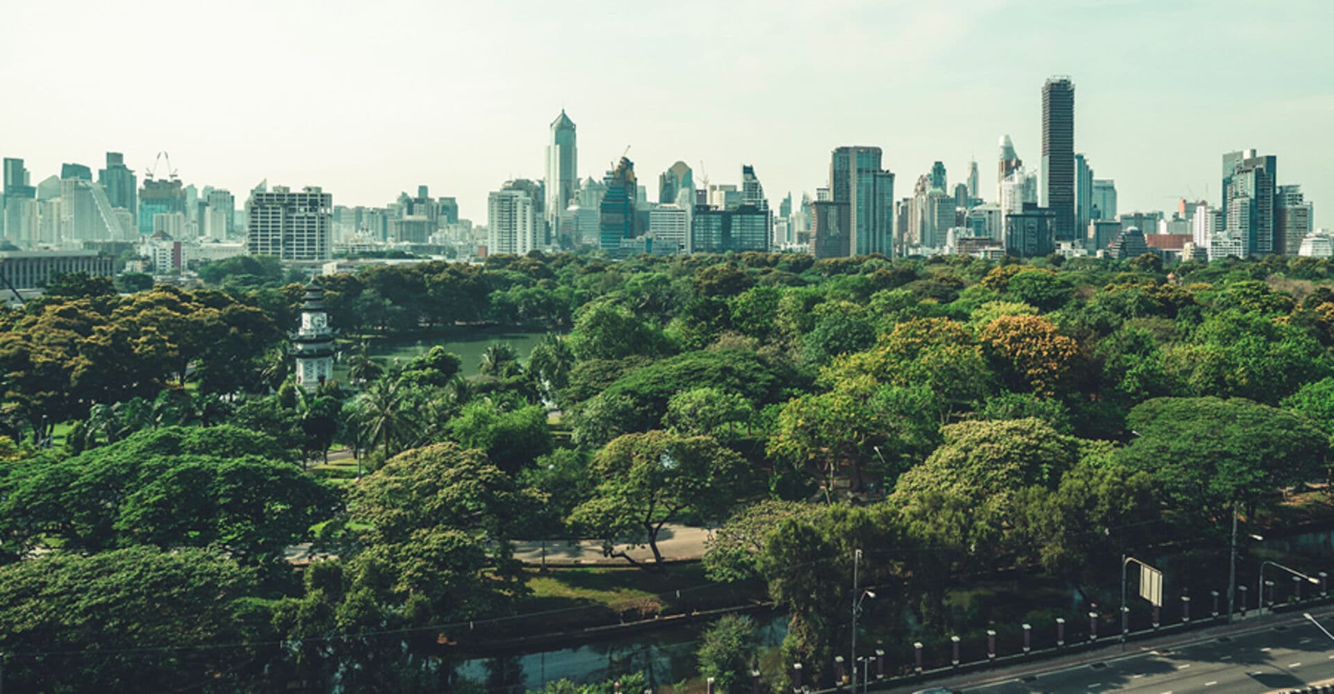 Stadtzentrum mit Begrünung