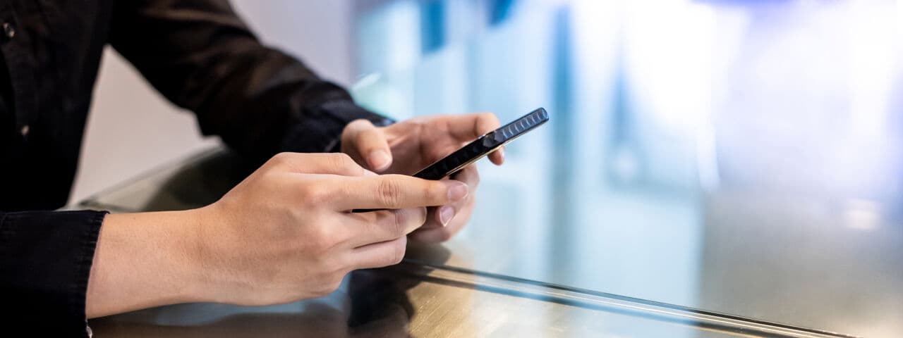 Working on a smartphone