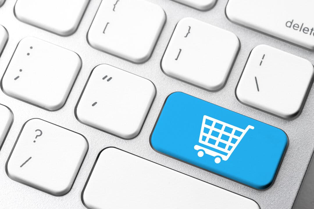 Online shopping cart icon for e-commerce concept