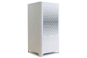 white air cleaners with black perforated holes for air exchange.