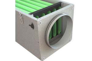 CamSpiro HF er et fleksibelt filterskab med cirkulær tilslutning til posefiltre og kompaktfiltre til komfortventilation.