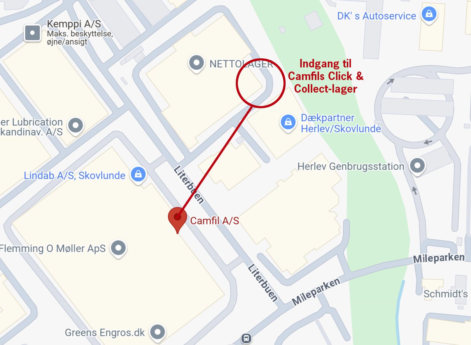 Directions for Camfil DK's Click & Collect warehouse