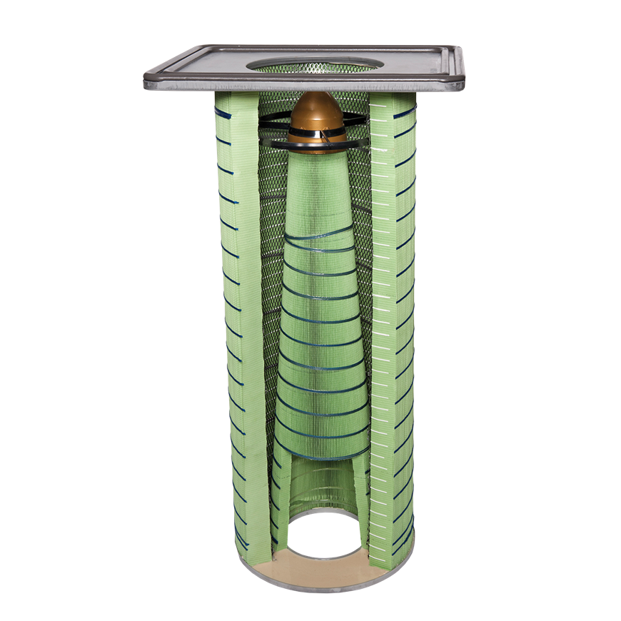 Cutaway view of Gold Cone Filter Cartridge